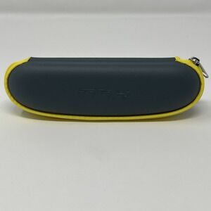 NEW Timex TMX Semi-Hard Gray Eyeglass Case Small & Thin Case Only Yellow Zipper